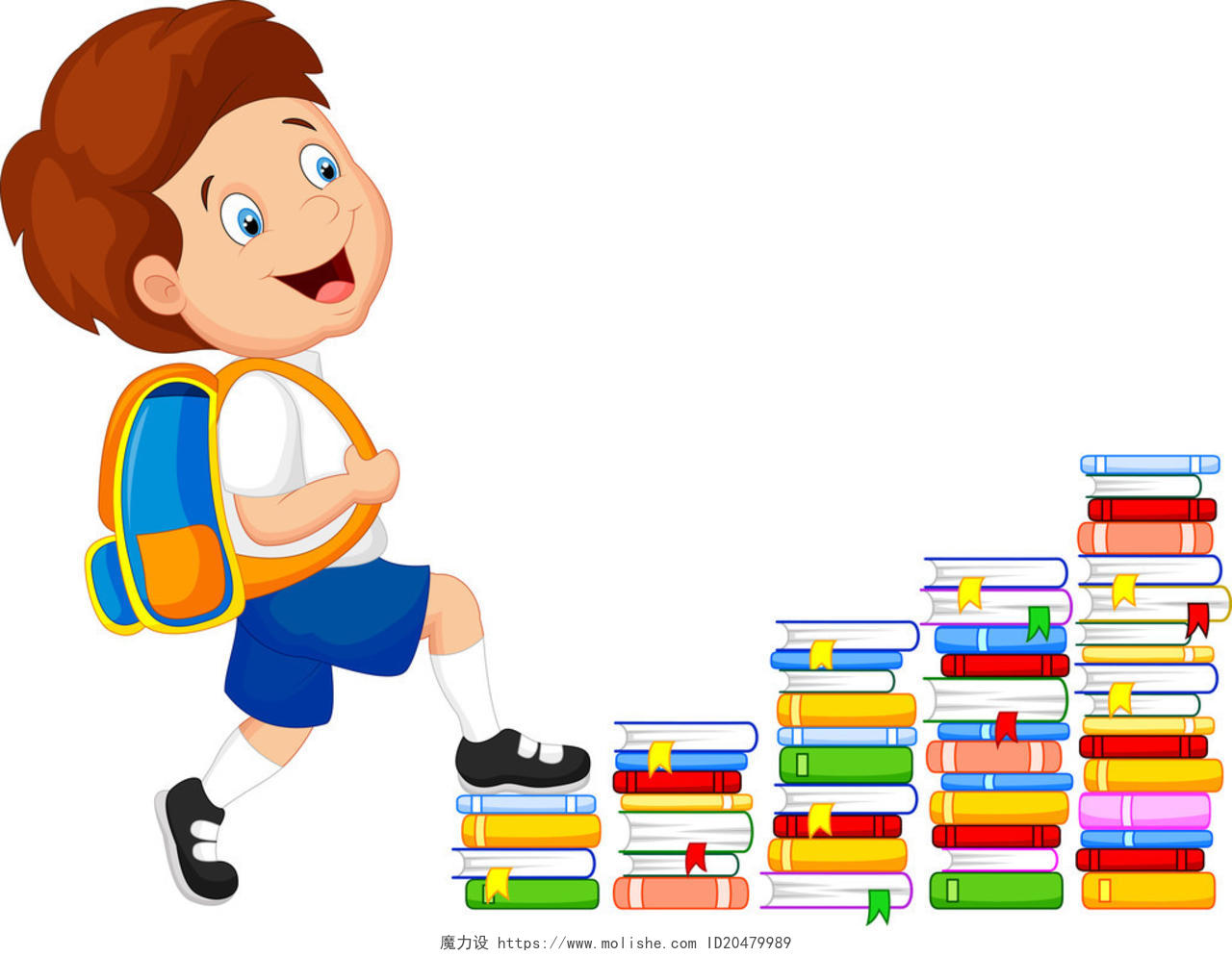 儿童卡通爬楼梯的矢量插图学习提升读书分相会阅读世界读书日